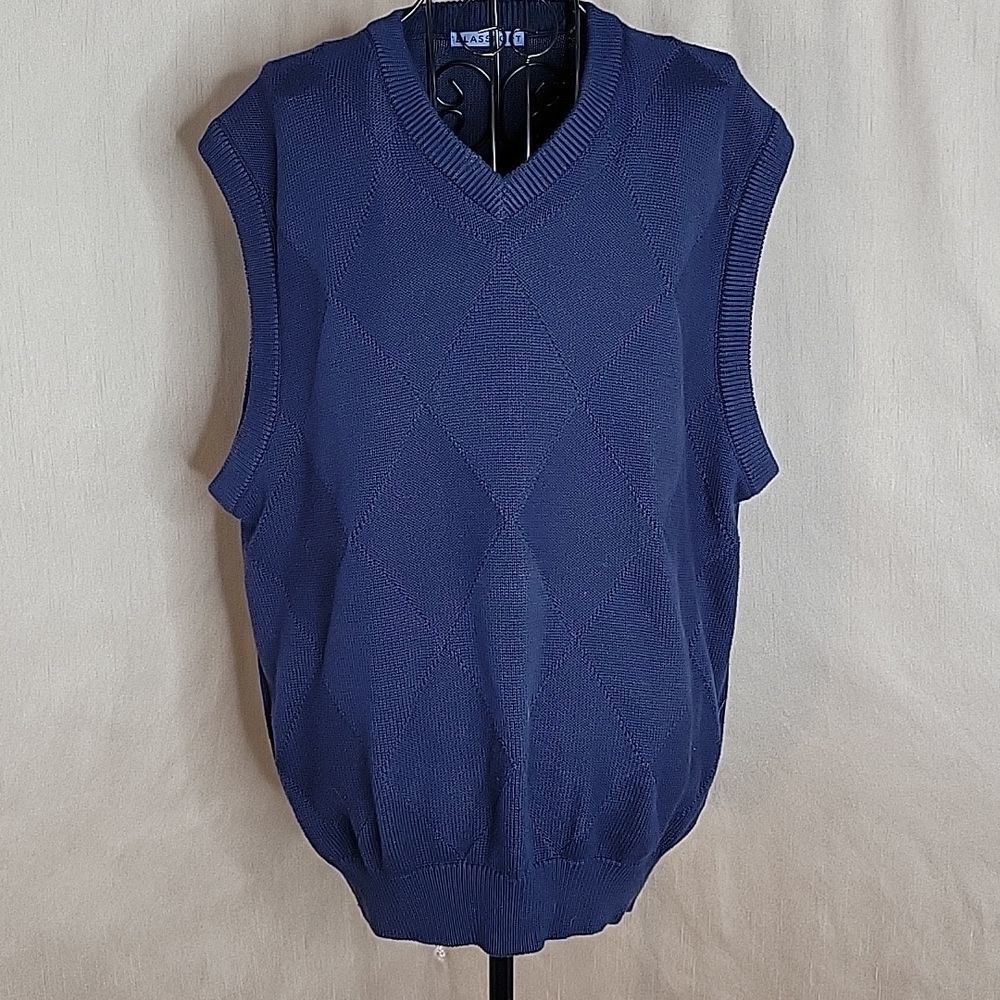 BLASSPORT Navy Blue‎ Men's Cotton Sweater Vest Medium